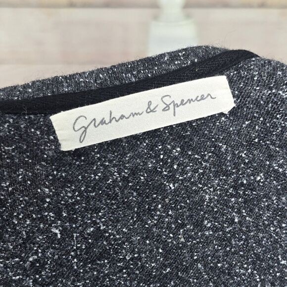 Graham & Spencer Wool Silk Blend Pullover Small Oversized Zipper Black White - Picture 8 of 8